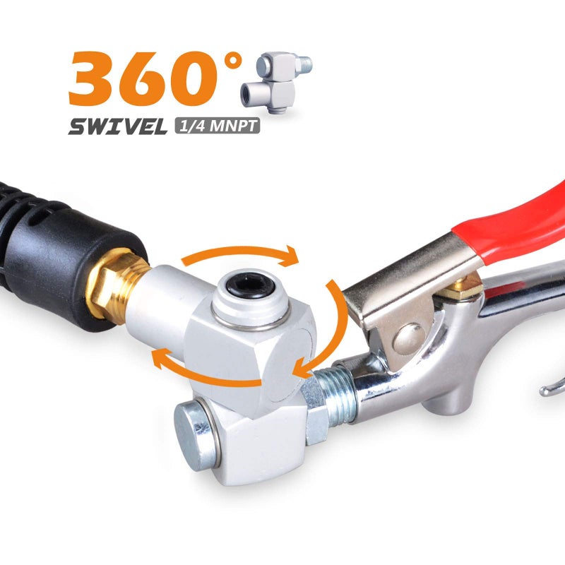 FYPower 10 Pieces Hybrid Lead-in Air Hose kit, 3/8 Inch x 6 ft Whip Air Compressor Hose Kit, 1/4" NPT Air Coupler and Plug, Industrial Solid Brass Quick Connect, 360Â° Swivel Connector - Image 4